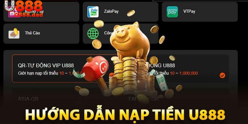 Quy trình nạp tiền U888 được tối ưu với sự đơn giản và tiện lợi